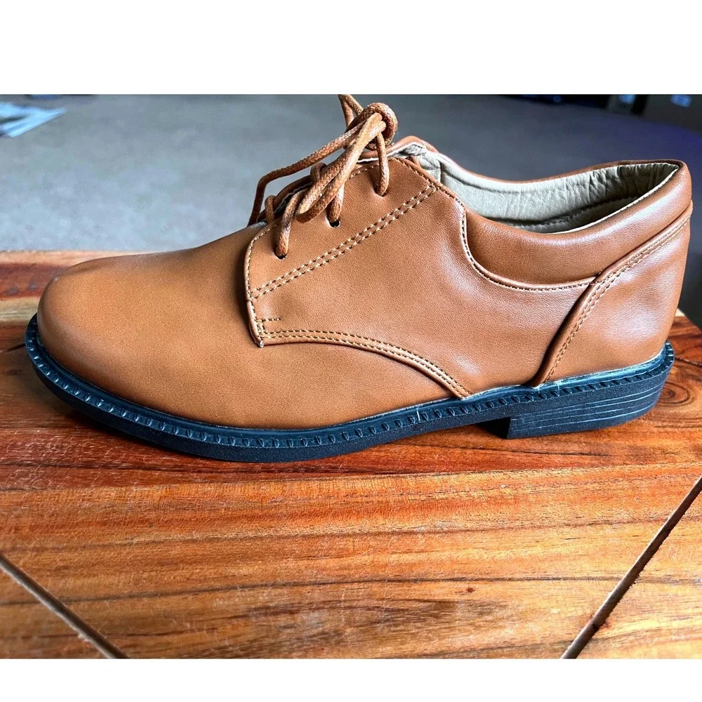 AKK Life‎ Style Boys Tan Brown Lace Up Oxford Dress Shoes Size 34 EU US 3